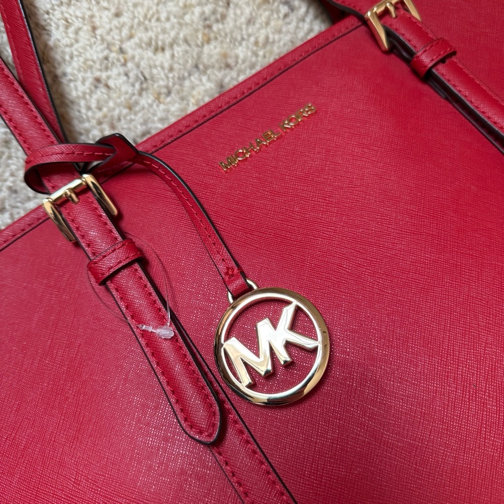 Michael Kors Large Red Leather Tote - Picture 6 of 13